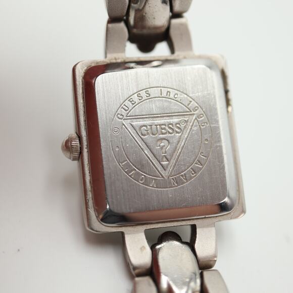 Vintage Guess Womens Square Watch 21mm Black Dial 5.25" Bracelet w New Battery - Picture 10 of 10